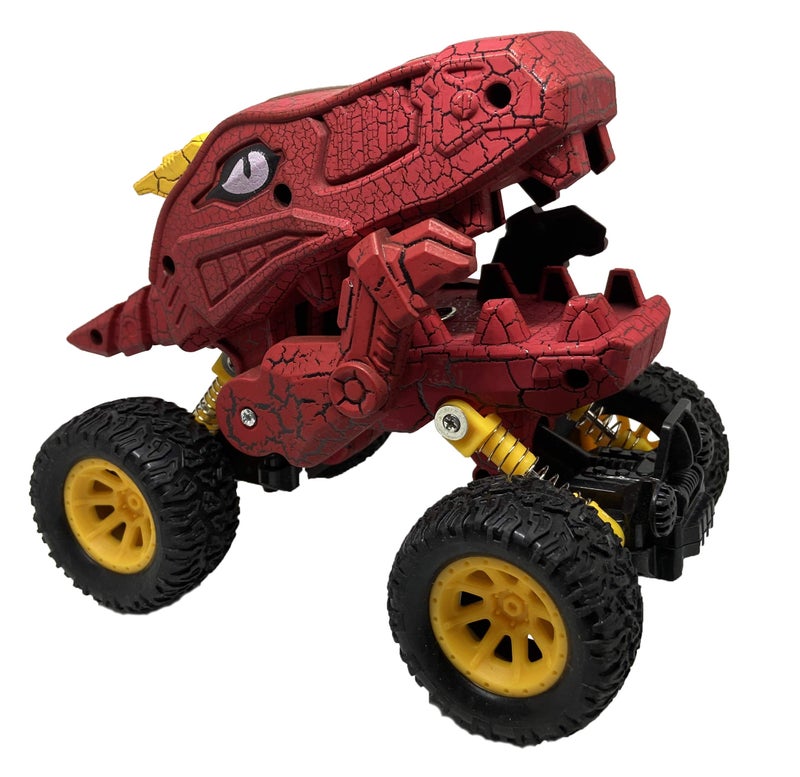 Aeromax Dino-Faur Pull Back Dinosaur Truck, Red with Yellow Accent (PBDB-B) - Image 4